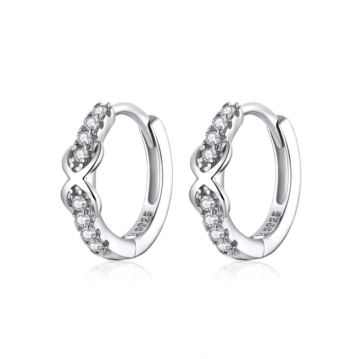 

100% Pure 925 Sterling Silver Jewelry Infinite Love Hoop Earrings