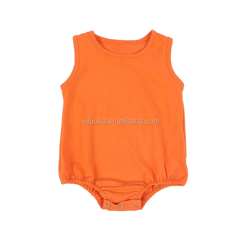 

2021 Wholesale Hot Sale New Design Baby Clothes Orange Print Sleeveless Baby Romper, Picture