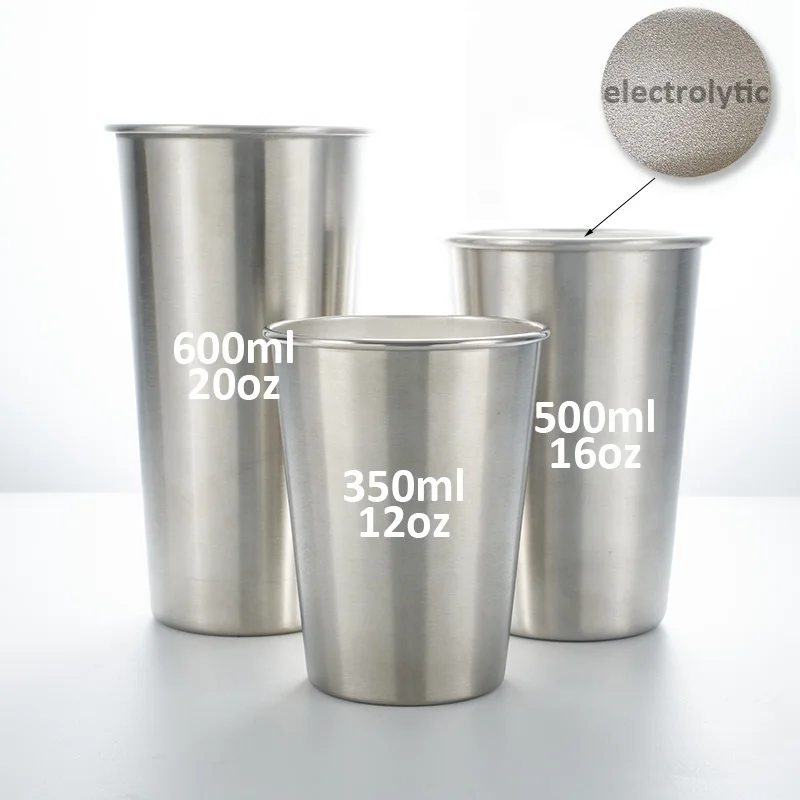 

stainless steel 18/8 custom logo 12/16/20oz kids cups, Silver