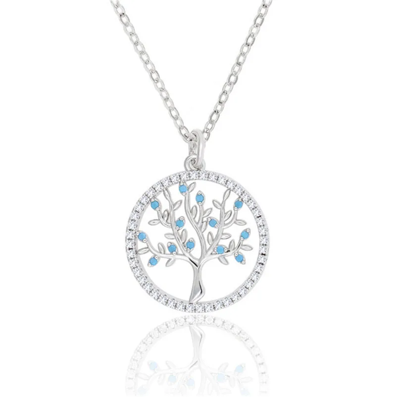 

High quality exquisite zircon environmental copper necklace life tree necklace latest designs chain jewelry necklace, Silver, gold