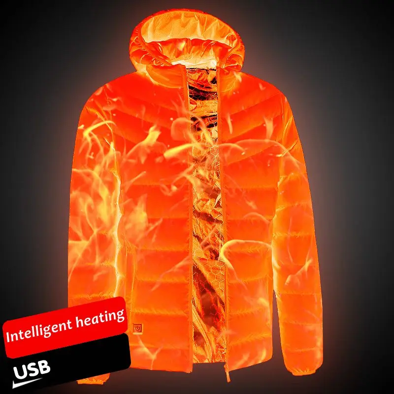 

Hot Warm Outdoor Heated Intelligent Temperature Vest Control Warm Hooded Coat Winter Thermal Men's USB Heated Jacket