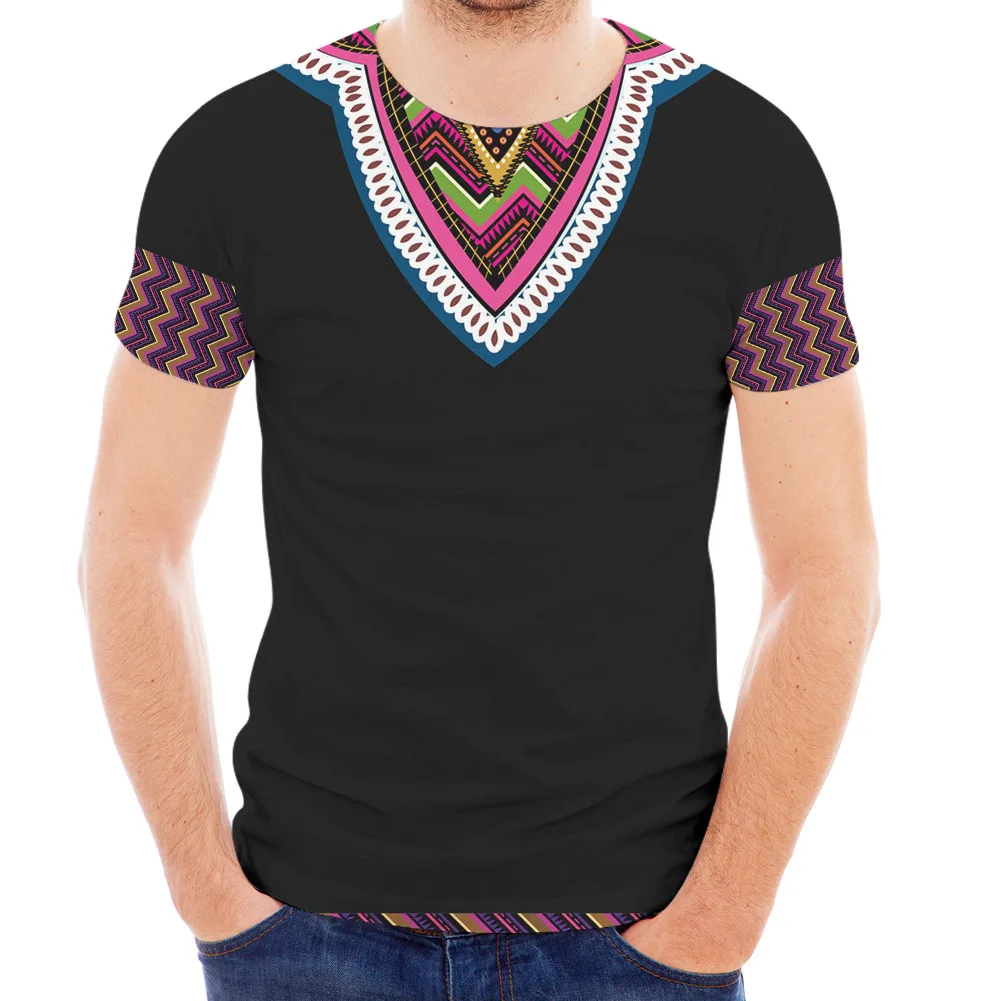 

POD Men's Classic O Neck Short Sleeve T-shirt Fashion African Dashiki Print Tee Shirt Homme Hip Hop Streetwear T Shirt for Men, High quality tshirts custom printing