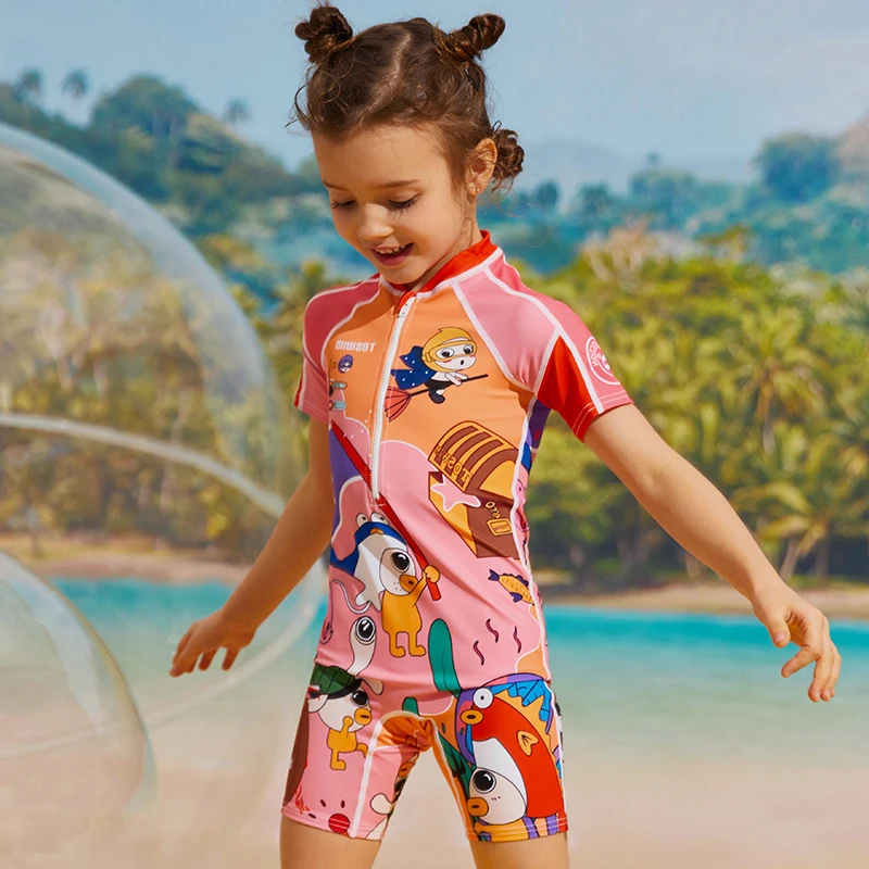 

In-stock accept custom fashion anti-uv no-fading one piece swimsuit kids girls swimwear