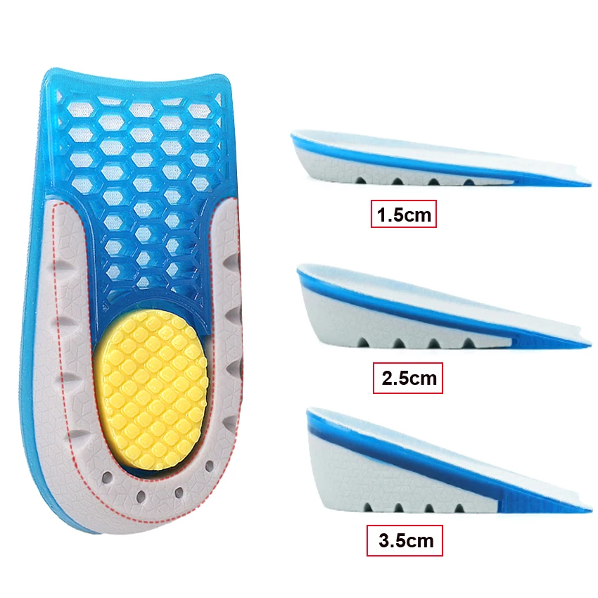 

MediFootCare Breathable TPU Heel Support TPE Elevator Inner Sole Invisible Height Increase Insole HA00113, Blue/custom colors