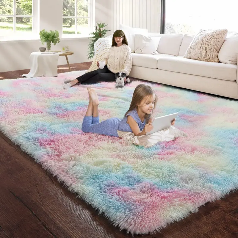 

Decorative Fluffy Long Hair Faux Fur Rugs and Carpets Modern Turkish Carpet Wholesale Custom Colorful Home Adult Polyester