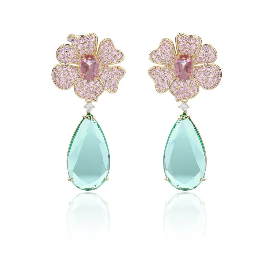 

YSearring-610 xuping jewelry elegant and luxurious drop-shaped flower full of diamonds wedding banquet essential earrings