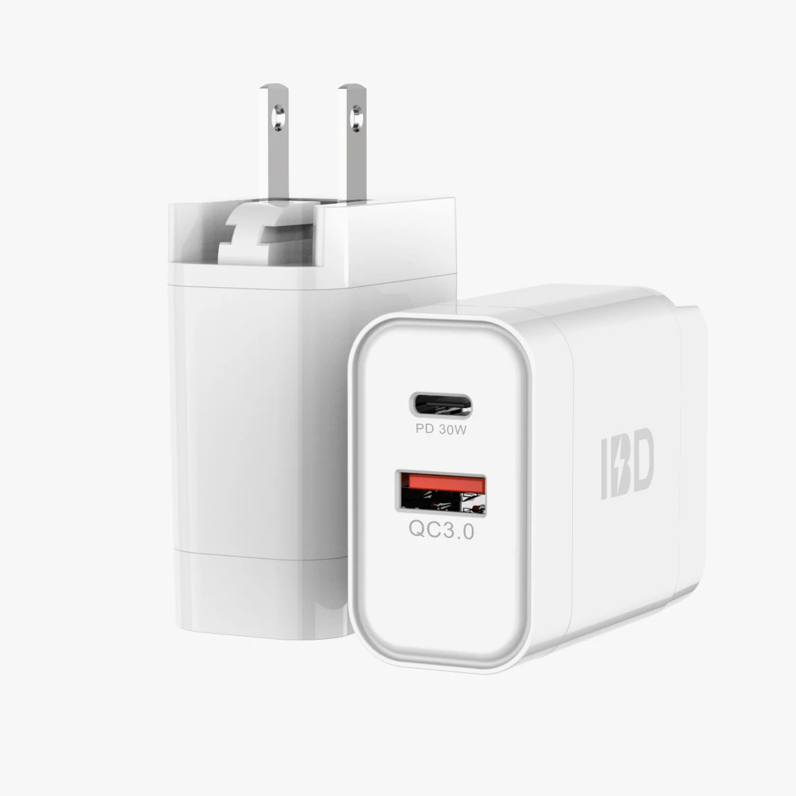 

IBD ETL CB Certificate Android Charger Connector Dual Usb Qc3.0 Wall Charger Usb Phone Cable Charger Fast, Black+white/grey+white/full white/full black/oem