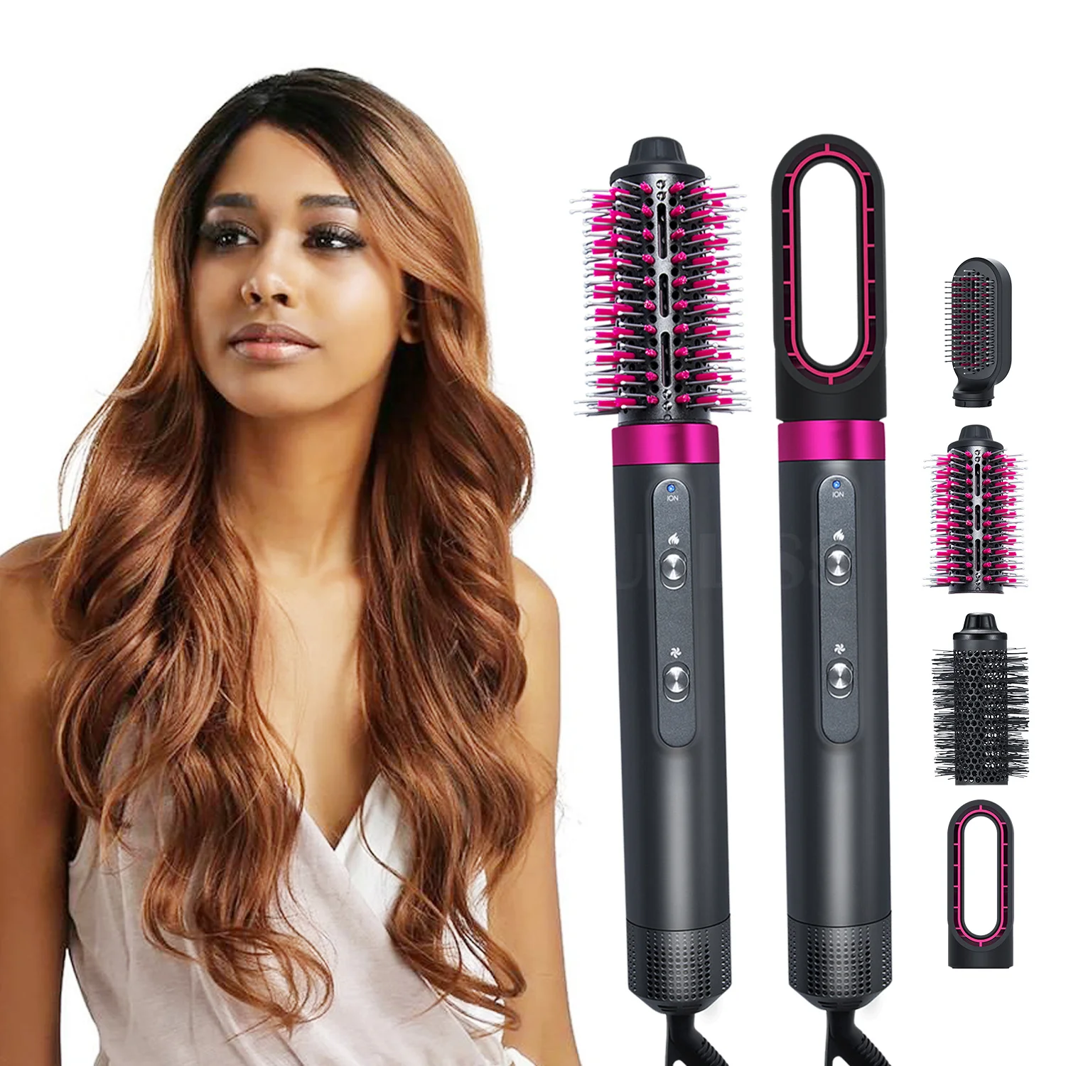 

Electric Hair Blower Brush Negative Ion Hair Dryer Brush 4 In 1 Multifunctional Blow Dryer Hair Curling Iron Straightening Brush