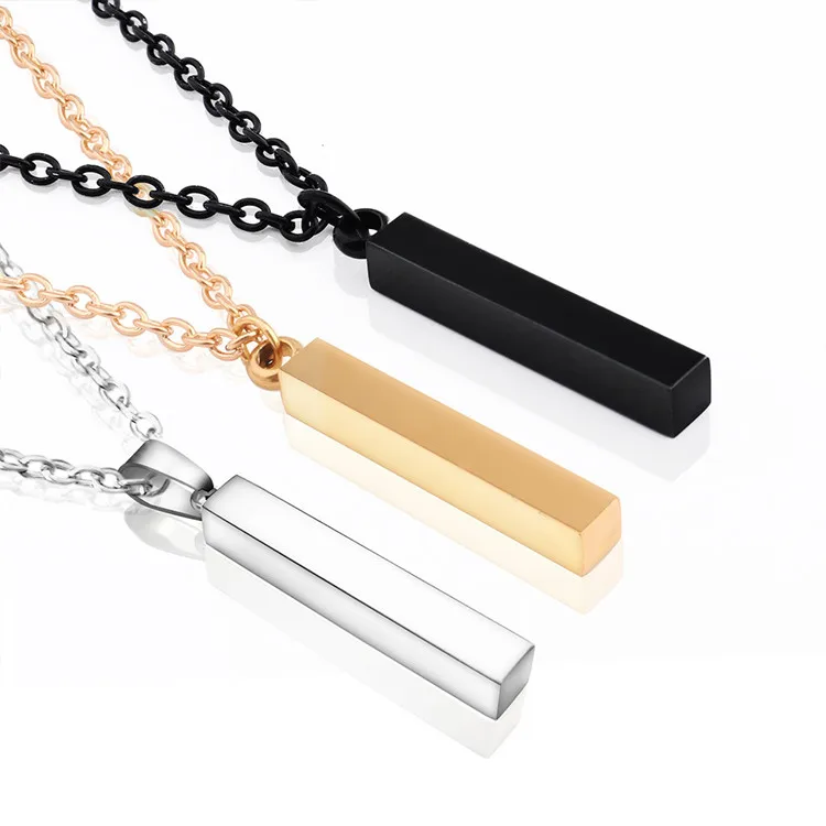

Wish I love you couple stainless steel pillar pendant necklace black silver pillar necklace jewelry