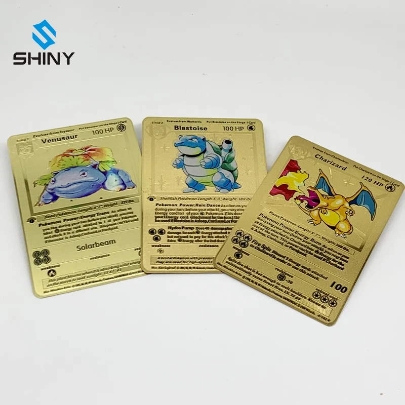 

Pokemon cards gold metal golden pocket monsters card Charizard