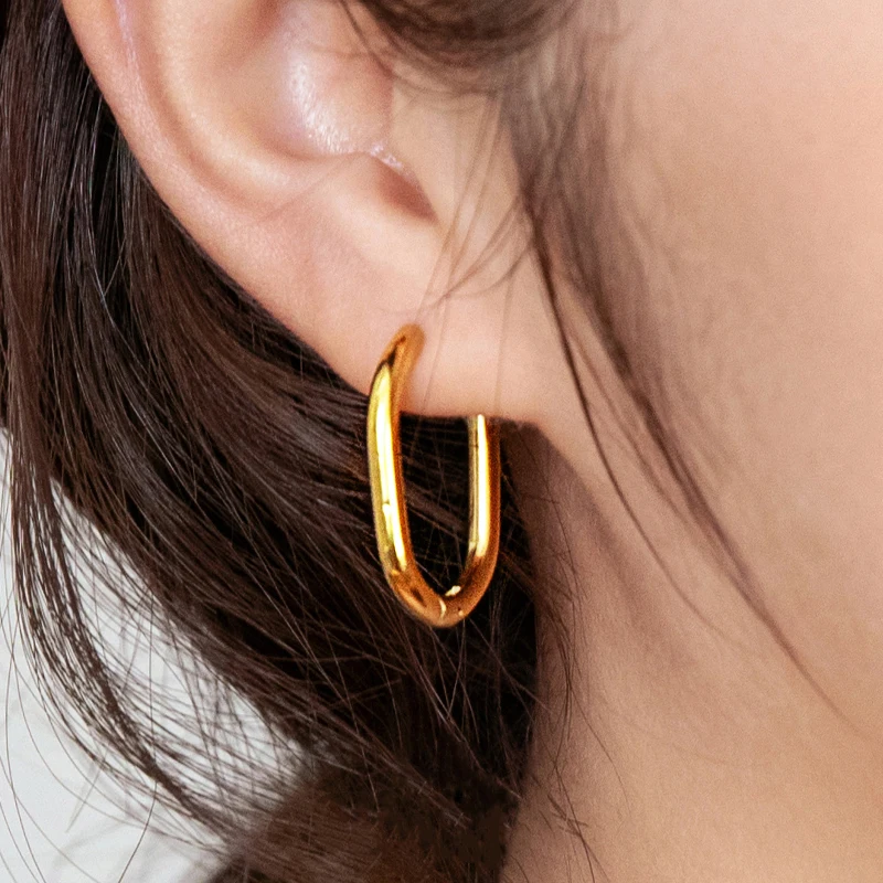 

3 Colors Solid Chunky O Shape Hoop Earrings Circle Geometric Earrings for Women Plain Vintage Minimalist Stainless Steel Jewelry, Gold/silver/rose gold
