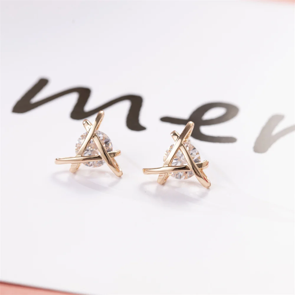 

YE10146 Crystal Stone Women Earrings Triangle Shape Crystal Cz Stud Earrings Cubic Zirconia Stud Earrings