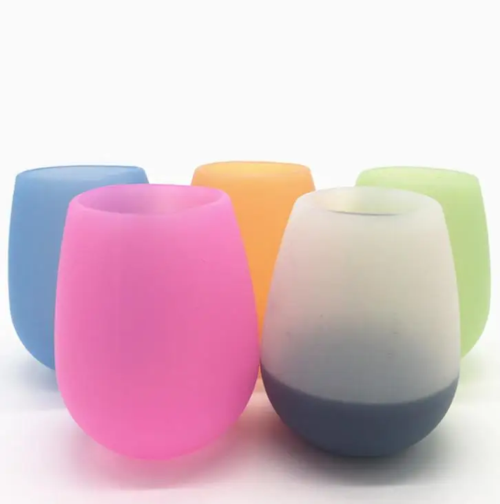 
Amazon Hot Sell Reusable BPA-free Rubber Cups Unbreakable Silicone Wine glasses for Outdoor 
