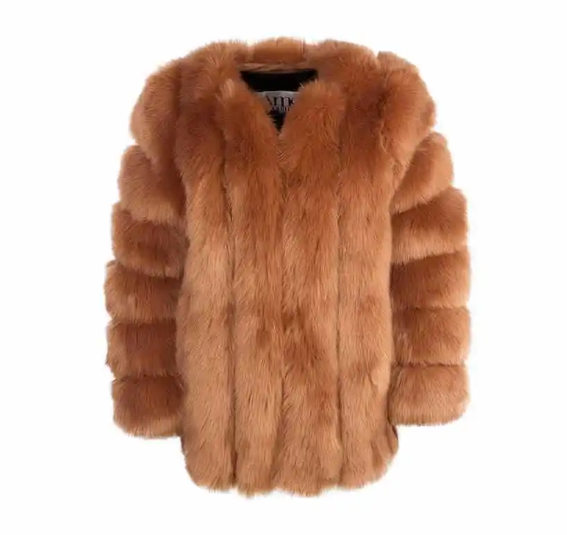 

Luxury new autumn winter faux fox fur bubble plus size women's coats for ladies