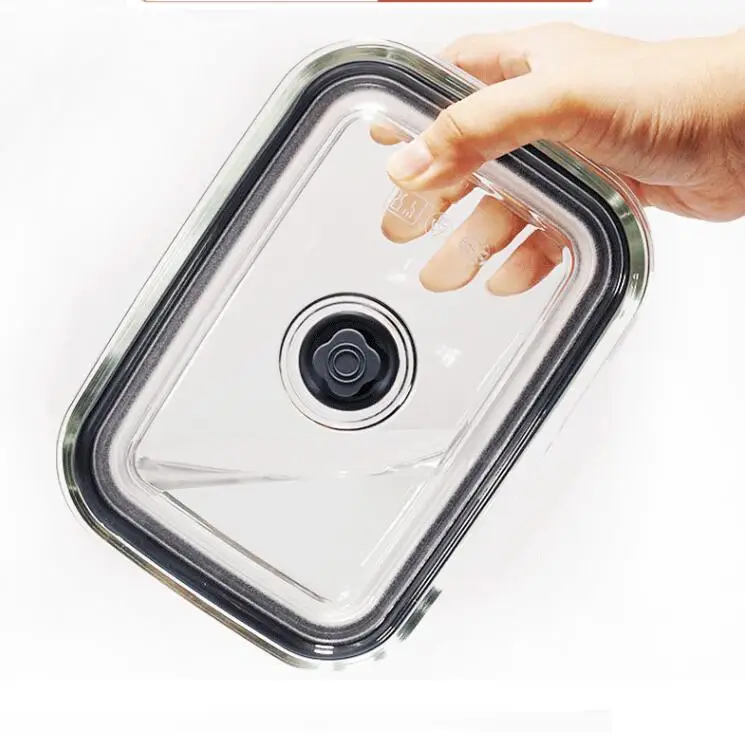 

Vacuum Airtight Borosilicate Glass Food Storage Container Lunch Box, Silicone and pump color can be customized