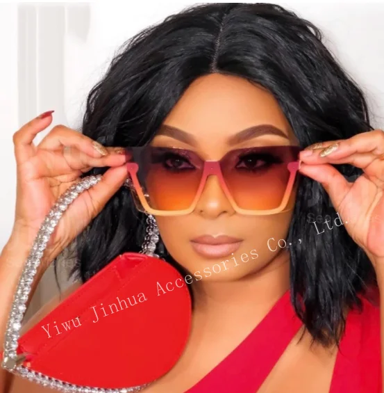 

2022 Oversized Rimless Women Sunglasses Square Gradient Sunglasses for Men Steampunk Sun Glasses Women Punk, 7 colors