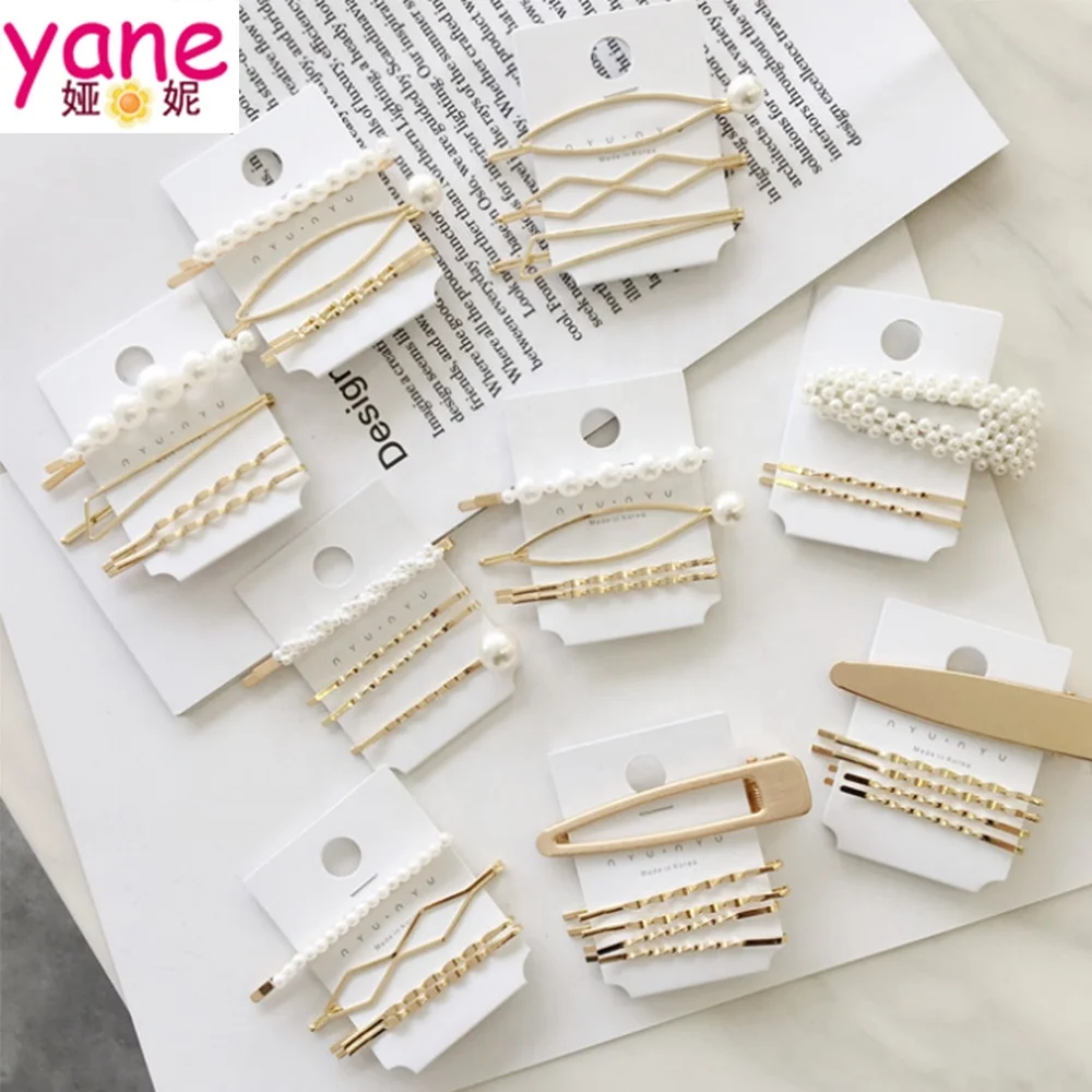 

Newest Korean hair accessories about gold hair clips and hair pins set for lady and girls