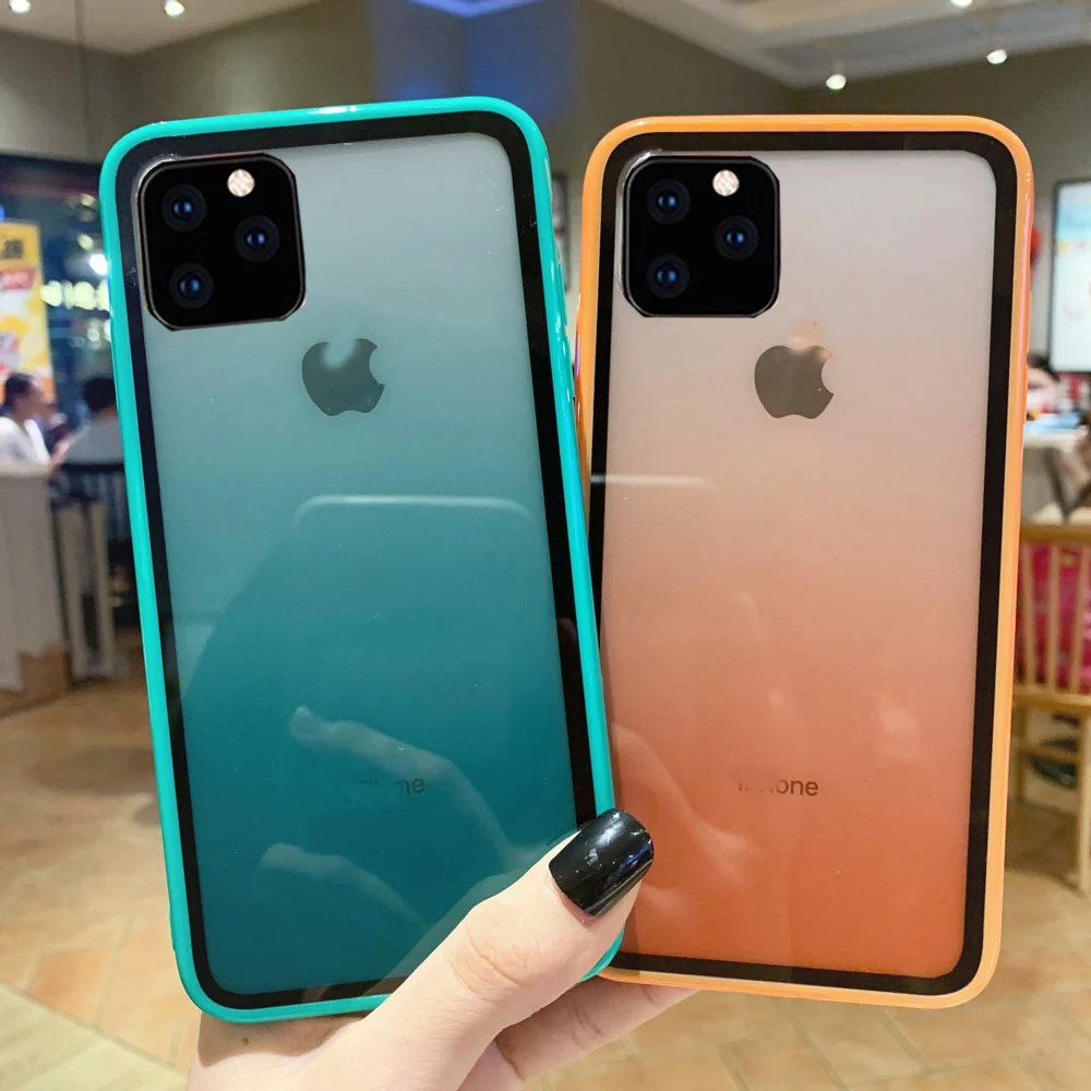 

Simple Transparent Gradient Phone Case for Iphone 12 mini 12 pro max 11 2019 Case Acrylic Glass Cover For Iphone 11 Pro Max, Color gradient