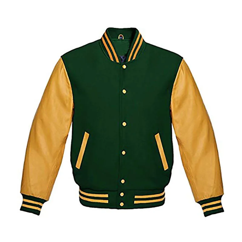 
Custom Embroidered Chenille Patch Letterman Baseball College Jackets/ Melton Wool Varsity Jacket Genuine Cowhide Leather Sleeves 