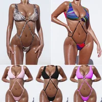 

2020 Newly Young Hot Girls Custom Printing Sexy Micro Womens One Piece Thong String Bikini Swimwear Swimsuit