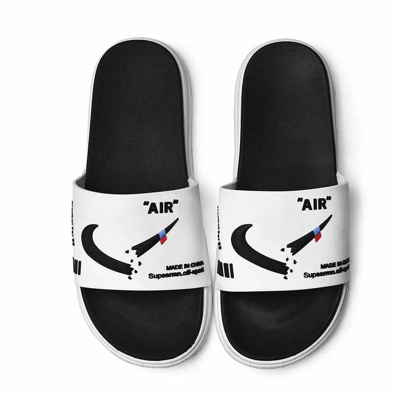 

2021 New design outdoor sandal for man fashion high quality slide slippers, White and black