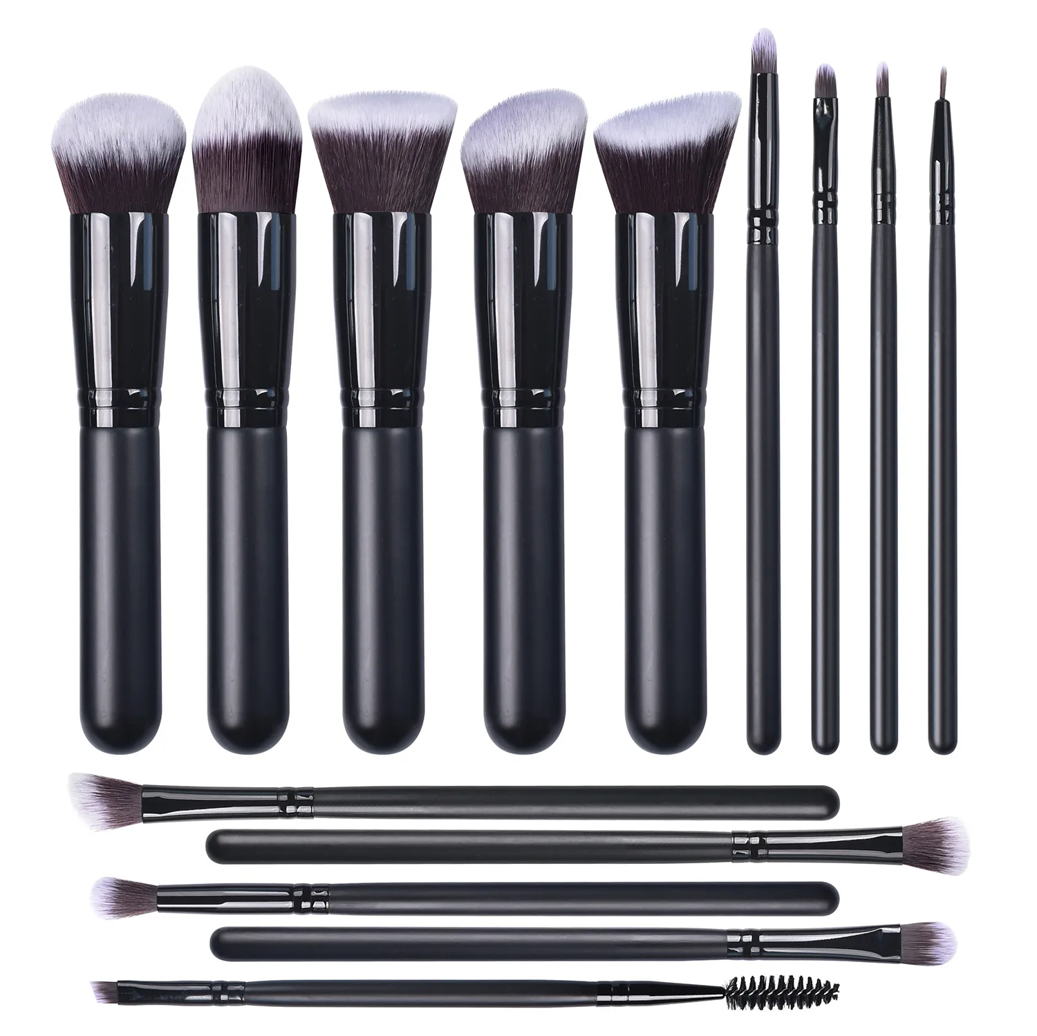 

HMU 2023 Fashion Face And Eye Travel Brush Makeup Professional Vegan Private Label Customized 14pcs Black Make Up Brushes Set