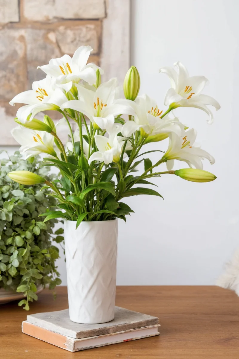 Lily print wall art in a child's bedroom