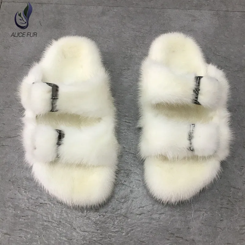 

2021 luxury newest warm ladies fuzzy plush indoor mink fur slides slippers fluffy furry house slippers winter fur women, Custom colors