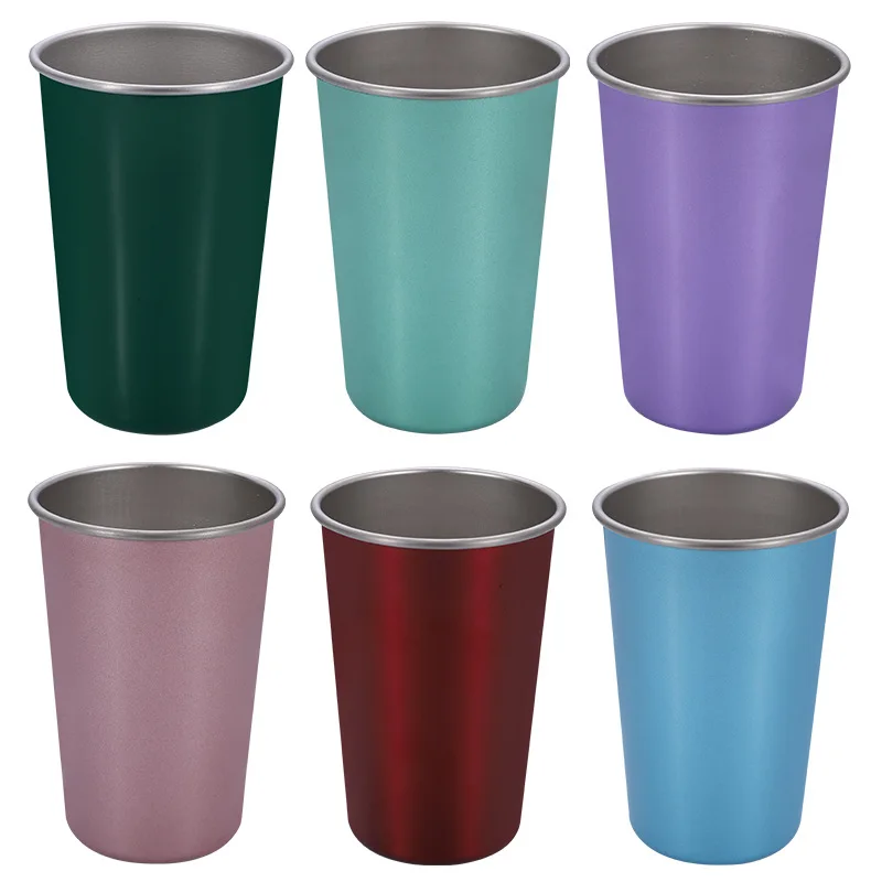 

High Quality Eco-Friendly Metal Stainless Steel 304 Tumbler with Straw Drinking Cooler Mug Beer Cup, Sliver,pink,green,blue,purple