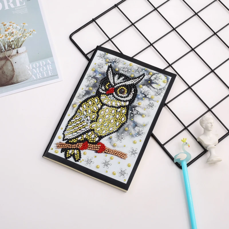 

Wholesale Diy Diamond Notebook Cartoon Owl Standing On A Branch Diamond Embroidery Art Special Shaped Book Diamond Mosaic Gift