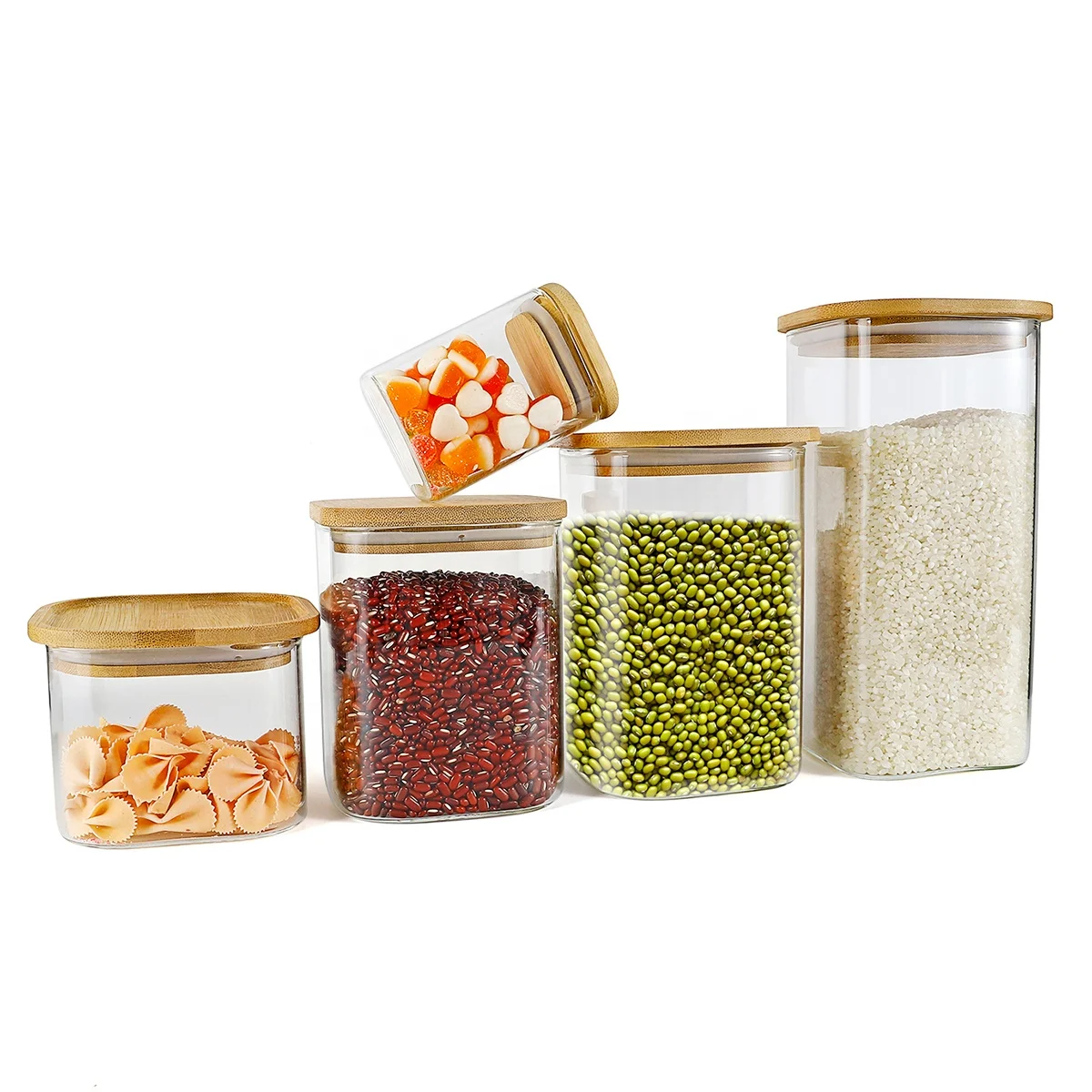 

Hot selling 1500ml square glass jar food container glass storage