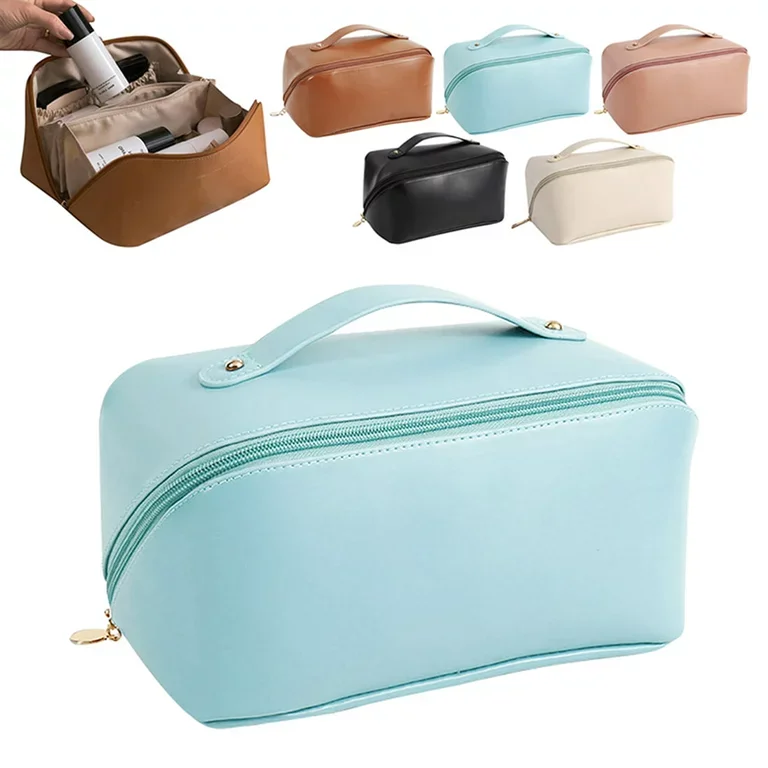 

Custom Women Waterproof Bathroom Washbag Luxury Large Capacity Pu Makeup Pouch Leather Toiletry Travel Makeup Bags Cosmetic Bag