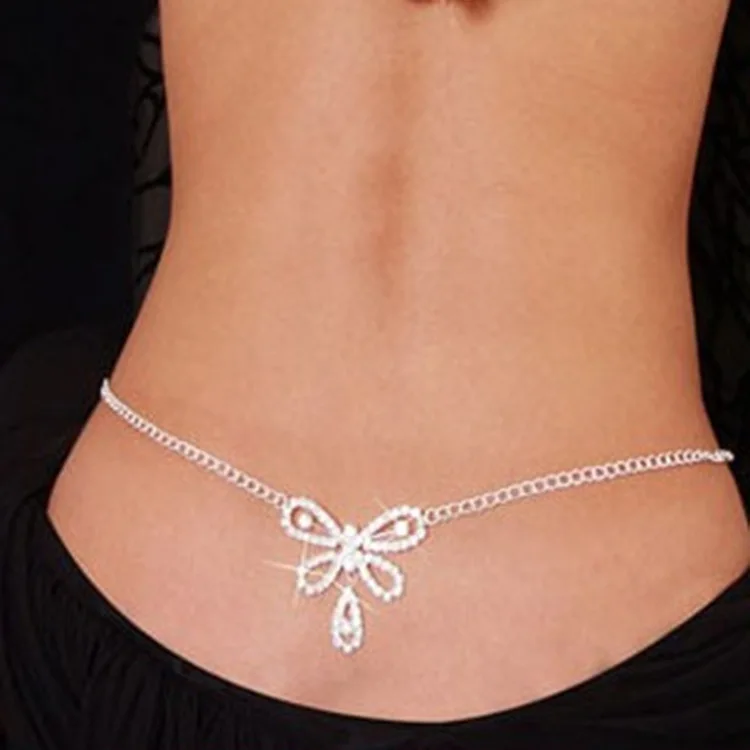 

Sexy Adjustable Body Chain Belly Chains Rhinestone Butterfly Pendant Waist Chain Jewelry