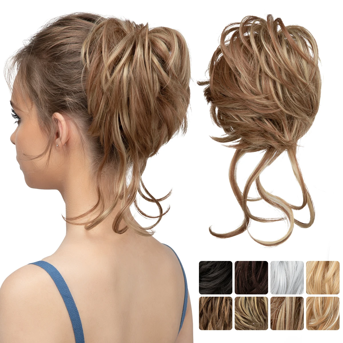 

SARLA Wholesale Style Curly Synthetic Elastic Band Hair Accessories Bun Postiches Chignon Extensions For White Women