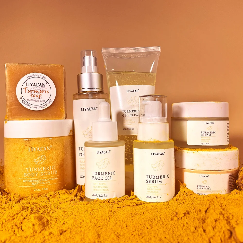 

Dropshipping Natural Tumeric Skin Care Set Facial Anti Aging Acne Vegan Turmeric Skincare Set