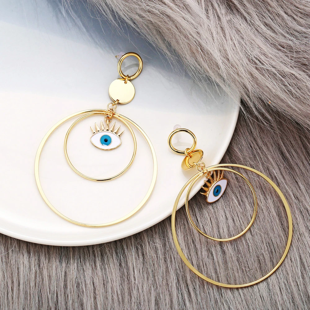 

5040851 New Collection Handmade Love Women Fashion Jewelry Personalized Cubic Zircon Big Hoops Rhinestone Eye Earrings