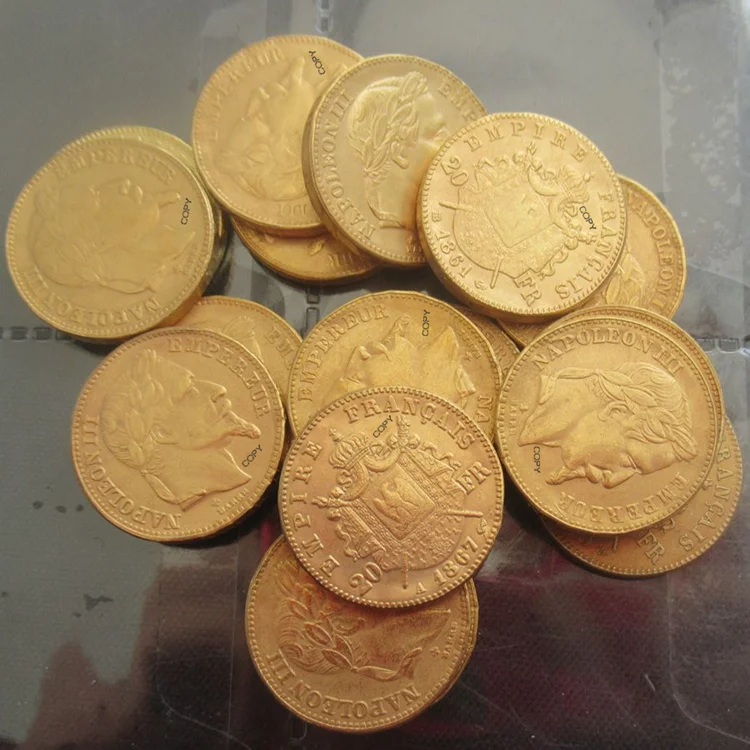 

Europe 20 Francs 17PCS(1861-1870) Reproduction Gold Plated Coin Lettered Edge France Custom Coins
