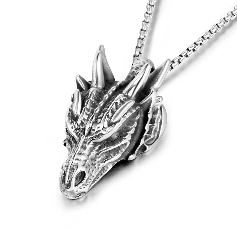 

Wholesale Yiwu jewelry market casting jewelry dragon wolf head pendant for Biker men, Silver/gold