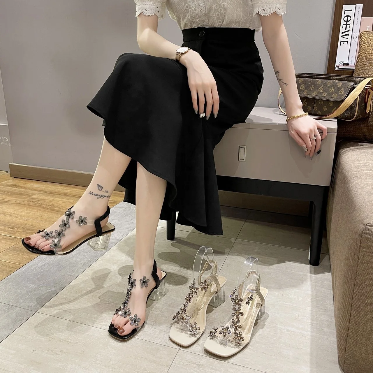 

Busy Girl High Heel Shoes Sandals Women Shoes And Heels For Ladies Sandals Big Size Ladies High Heels Shoes For Women, Brown/white