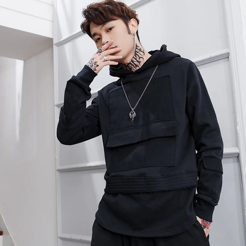 

Yamamoto dark wind loose hooded sweater men's Japanese two versatile solid color Pullover Jacket fashion