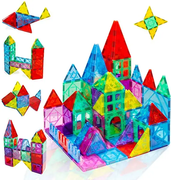 

52PCS Magnet Blocks Clear Colors Set Creativity and Educational Gift Toys for Toddlers Magnetic Tiles Building Set for Kids, Colorful