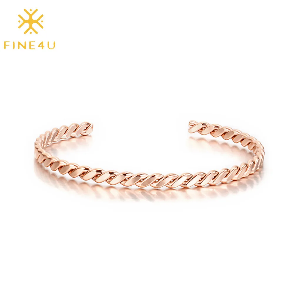 

PVD plated rose gold twisted stainless steel bangles cuff bracelets