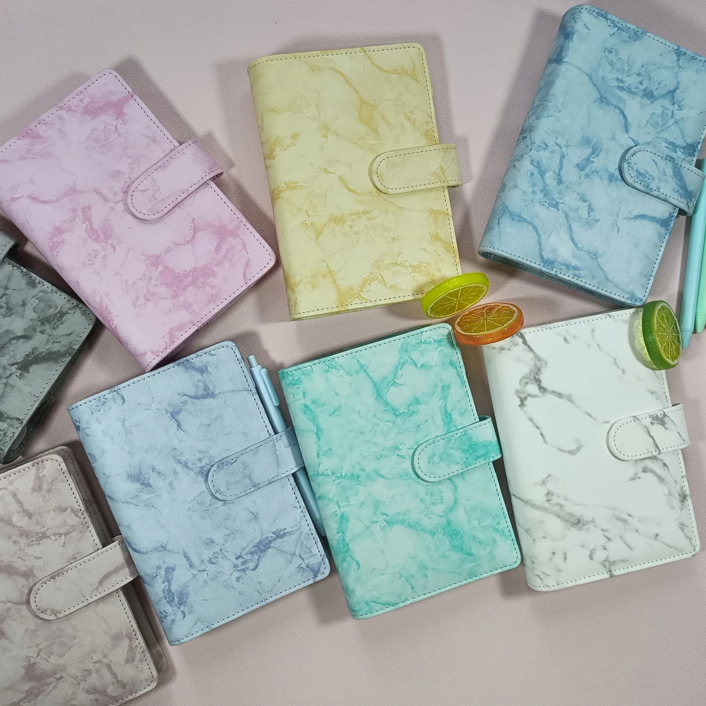 

wholesale customized A5 A6 marble budget binder pu leather money budget binder notebook planner