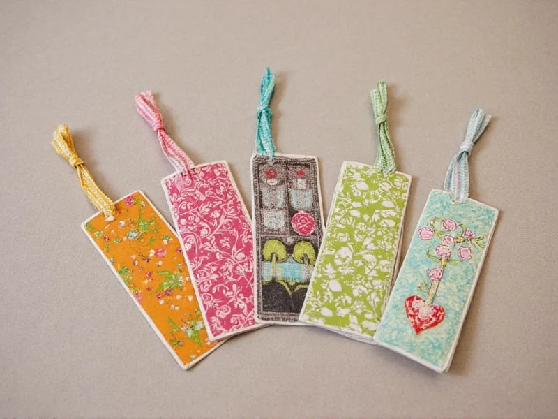 Fabric scrap bookmark with ribbon tassel