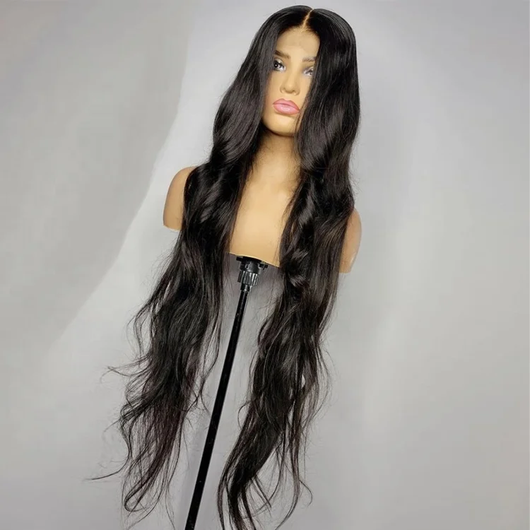 

34 Inch 40 Inch Long Hair Body Wave Wig Natural Hair Color Virgin Human hair 13*4 Lace Front Wigs for Black Women