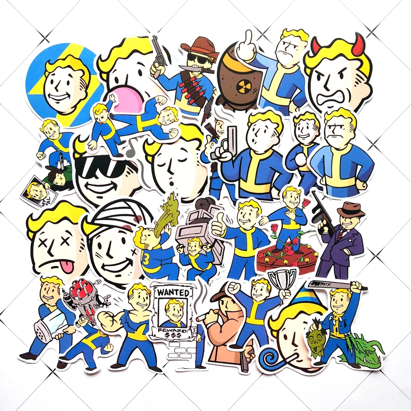 

free shipping 29PCS/BAG Wholesale Thumbs-Up Vault Boy Sticker PVC Video Game Stickers for Laptop Car, Cmyk