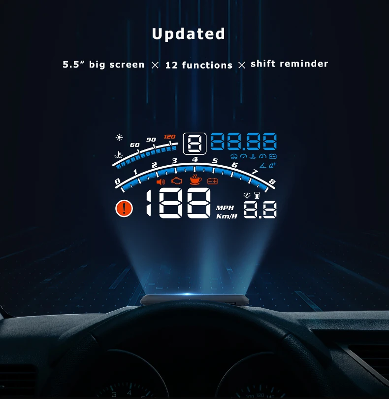 Vjoycar Cheapest V41 Mini Obd2 Hud Car Projector Head Up Display for cars with Hybrid power