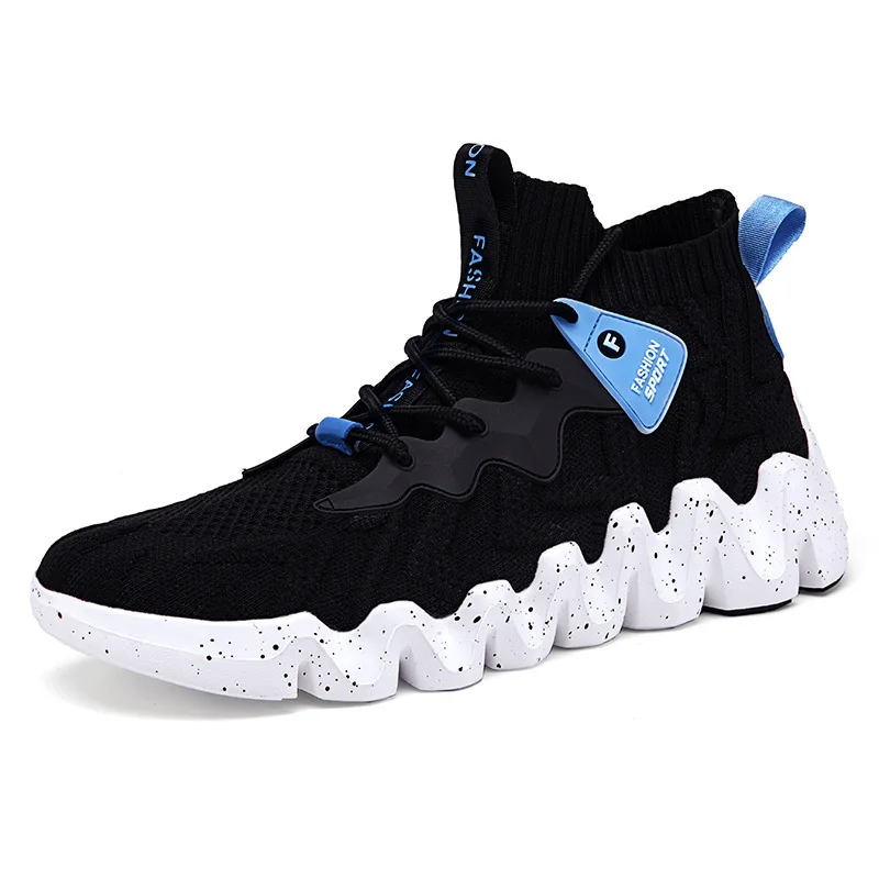 

Casual sports men's shoes mesh mid-cut socks shoes flying knit sneakers, 3 colors