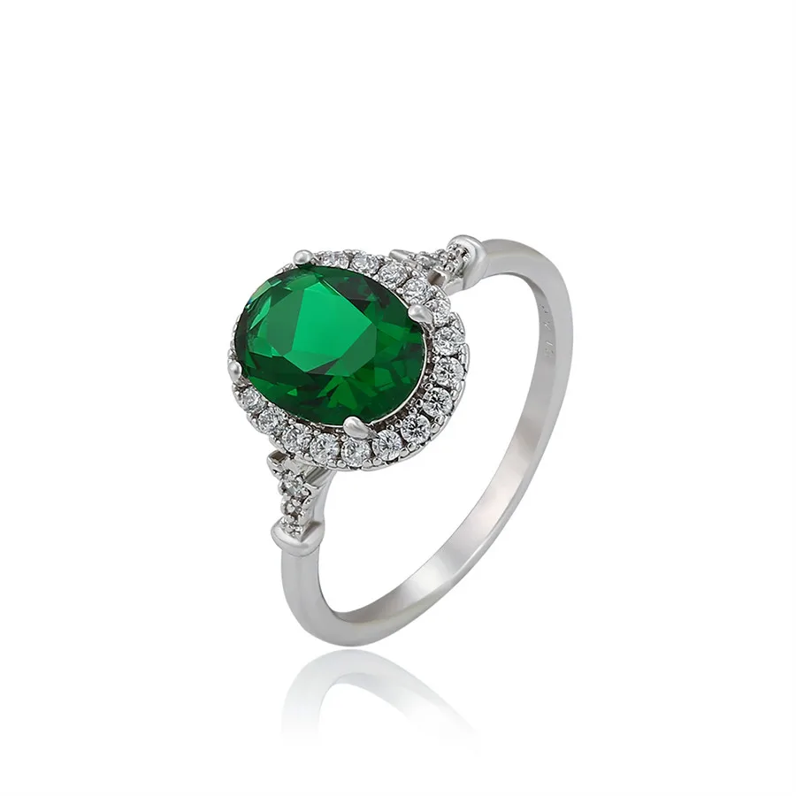 

A00705991 Xuping Jewelry Elegant and delicate high-end atmospheric green diamond set environmental copper ring