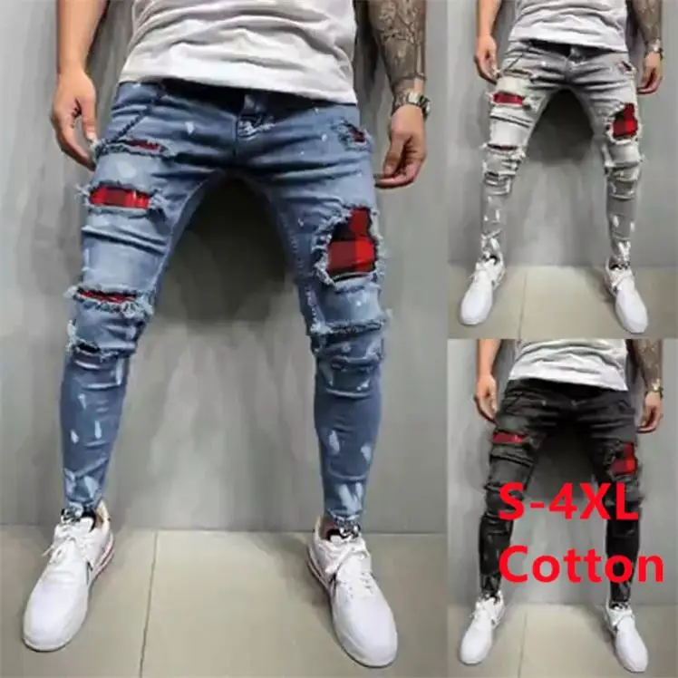 

Fashion Regular Luxury Grey Overalls Two Tone Black Skinny Stretch Mens Denim Stacked Offwhite Jeans For Men, Picture